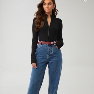 Good American Black Ribbed Bodysuit